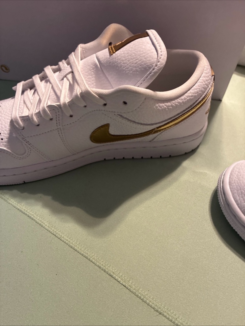 Air Jordan  1 low ladies metallic gold sneaker size 9.5 - Picture 11 of 11